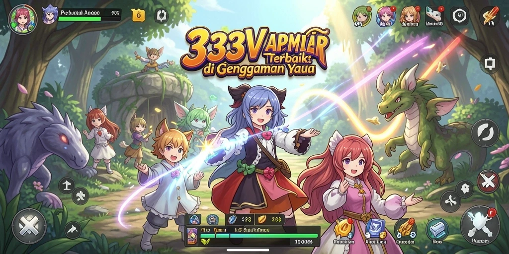 Tampilan gameplay interaktif dan karakter Anime yang beragam.