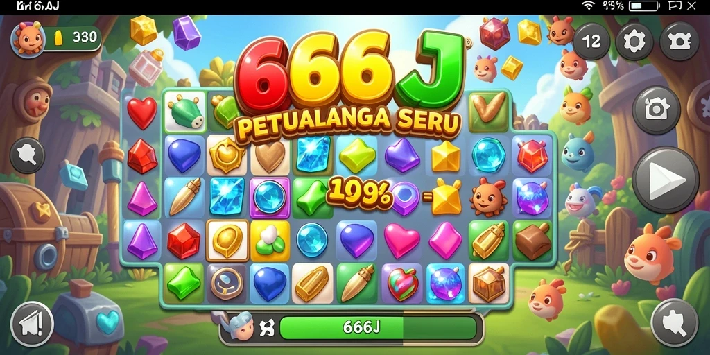 Screenshot gameplay yang menampilkan aksi mencocokkan item Match-3.