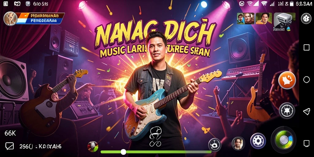 Screenshot gameplay 66K dengan tampilan musik yang seru.