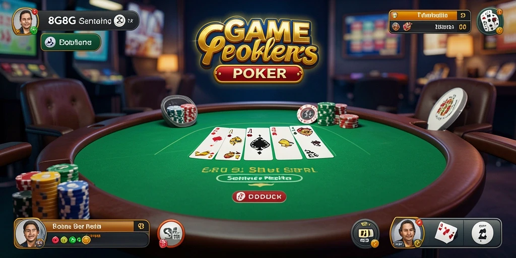 Tangkapan layar gameplay 8G8G yang menampilkan aksi permainan poker.