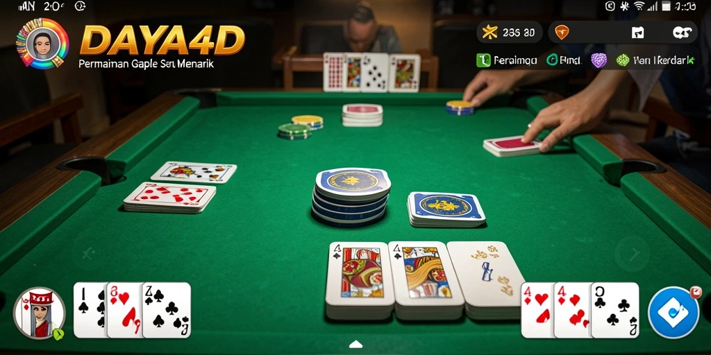 Tampilan seru dari gameplay Gaple di DAYA4D.