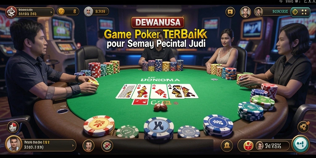 Tampilan antarmuka dan gameplay Poker yang menarik di DEWANUSA.