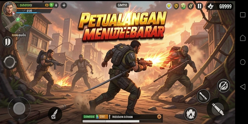 Tampilan gameplay GIM999 yang intens dan penuh aksi.