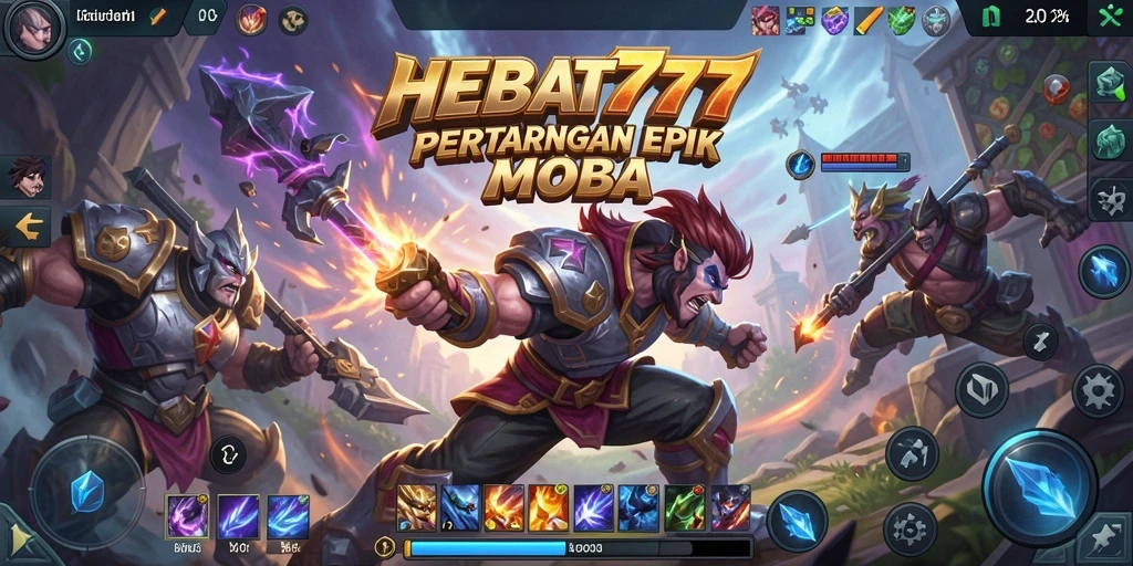 Gameplay seru HEBAT777 dengan aksi MOBA yang mendebarkan.