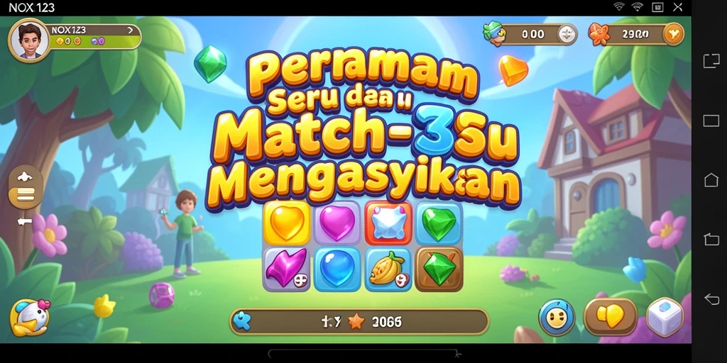 Tampilan gameplay NOX123 yang menakjubkan dalam aksi Match-3.