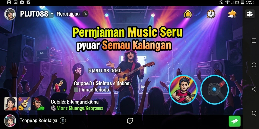 Tampilan gameplay seru PLUTO88 yang menampilkan interaksi musik.