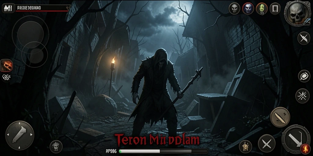 Gameplay RP886 yang menegangkan dan menakutkan dalam suasana gelap.